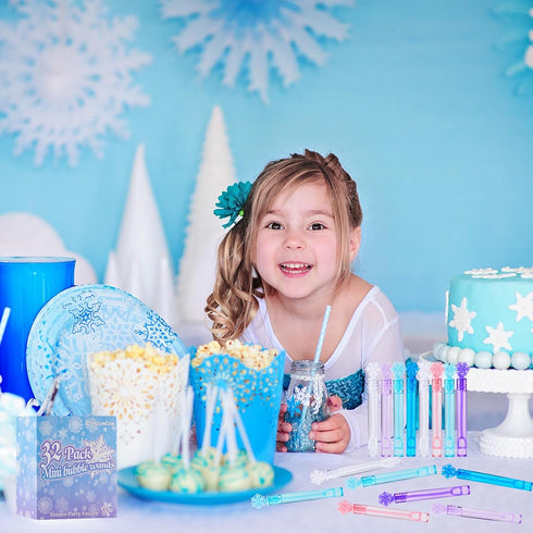 32 Pieces Frozen Bubble Wands,6 Color Mini Snowflake Bubble Wands Kids Party Favors,for Birthday Party,Theme Party,Summer Outdoor Gifts,Christmas ...
