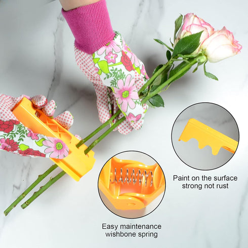 5PCS Rose Thorn Tools Rose Leaf Thorn Strippers with a Rose Pruning Shears and Garden Rose Gloves Pink1...