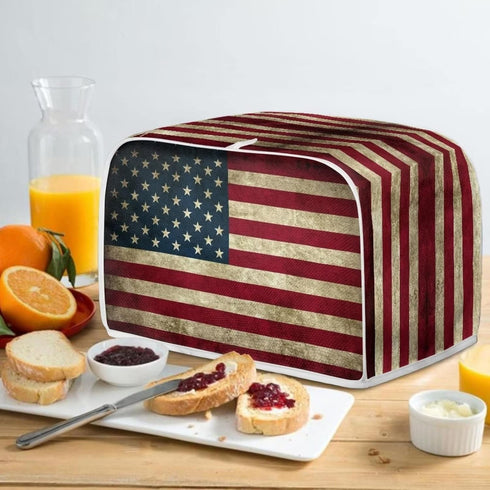 Mumeson American Flag Print Toaster Cover 4 Slice Toaster Bread Maker Dustproof Covers Stain Resistant Toaster Covers Bakeware Protection Decor Bl...