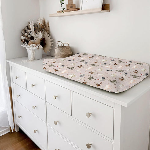 Baby Farm Animals Life Changing Pad Covers for Boy Girl 32''x16'' Farm Cow Pig Lamb Donkey Rooster Fitted Diaper Change Table Pad Sheets Farmhouse...