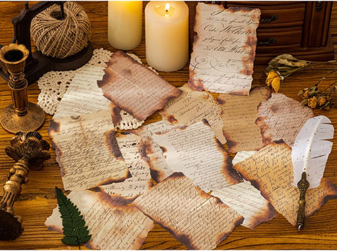 Vintage Scrapbooking Material Paper Old Letter Article Diary Paper Burnt Fragments Series DIY Supplies for Arts Crafts Handmade Gift Planner Scrap...