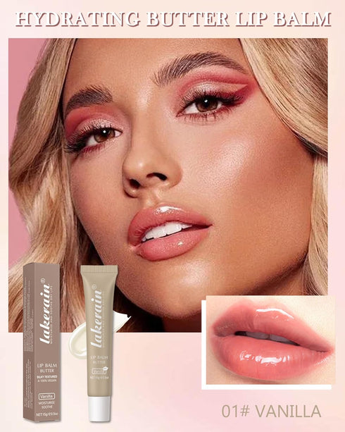 Lip Butter Balm Vanilla,Hydrating Tinted Butter Lip Gloss,Clear Lip Mask Lip Care Moisturizer,Glossier Lip Treatment Balm,Non-Sticky Jelly Glow Re...