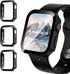 3 Pack Waterproof Case for Apple Watch Series 9 8 7 45mm, Straight Edge Hard PC Cover with Tempered Glass Screen Protector, Protective Bumper for ...