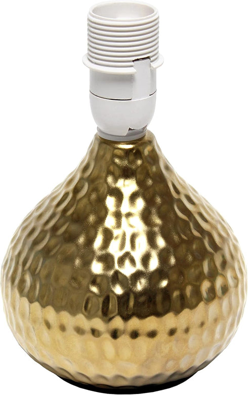 Simple Designs LT2073-GDB Mini Hammered Texture Gold Drip Table Lamp with Black Shade...
