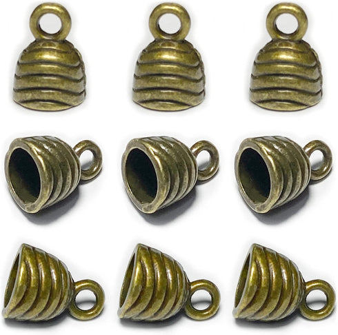 Bronze Round Tassel End Caps 50 pcs Barrel End Caps Flat Leather Cord End Caps Bracelet Making Supplies Leather Bracelet Making Kit Silver Cord En...