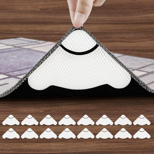 bemece 16PCS Rug Grippers - Enhanced Friction Non Slip Rug Tape, Washable Reusable Rug Pad Gripper, Anti-Curling, Double-sided Adhesive Rug Pad Gr...