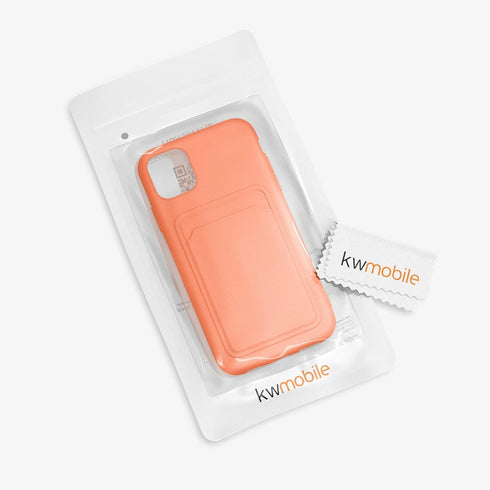 kwmobile Case Compatible with Apple iPhone 11 Case - TPU Phone Cover with Credit Card Holder - Orange...