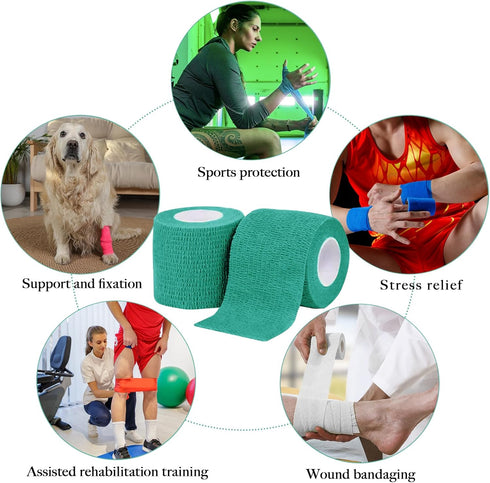 32 Rolls Self Adhesive Bandage Wrap 2 inch Cohesive Bandage Wrap Stretch Bandages Wraps Tape Skin Elastic Self-Adherent Tape for Wrist Ankle Sport...