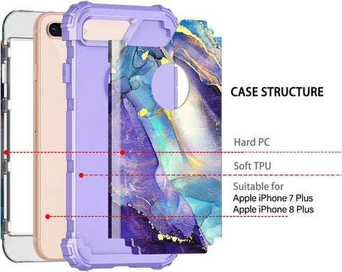 Rancase for iPhone 8 Plus/iPhone 7 Plus Case,Three Layer Heavy Duty Shockproof Protection Hard Plastic Bumper +Soft Silicone Rubber Protective Cas...