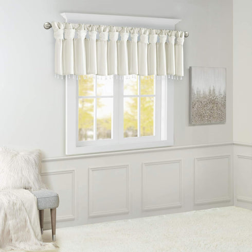 Madison Park Emilia Faux Silk Valance, DIY Twist Tab Top Finish with Beads, Window Valance Curtain for Living Room, Bedroom and Dorm, 26"L x 50"W,...