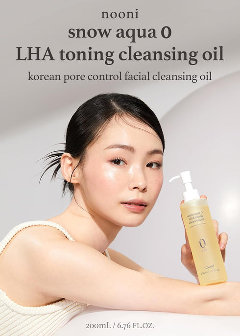 NOONI Korean Facial Oil Cleanser - Snow Aqua 0 LHA Toning Cleansing Oil | Makeup Remover, Pore Control, Essential Step For Double Cleansing, Korea...