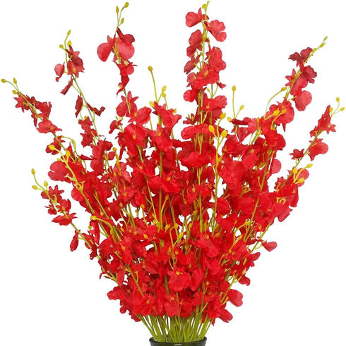 Artificial Flowers Orchids Silk Fake Flowers in Bulk, 12 Pcs (Each 38.5”), for Wedding Festive Party Home Office Decoration, Not Include Vase...