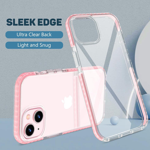 MATEPROX Compatible with iPhone 15 Plus Case, Clear Thin Slim Crystal Transparent Cover Shockproof Bumper Case for iPhone 15 Plus 6.7" 2023-Pink.....