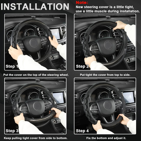 GIANT PANDA Steering Wheel Cover for Jeep Wrangler, Car Steering Wheel Cover for Jeep Grand Cherokee and Cherokee - Red...