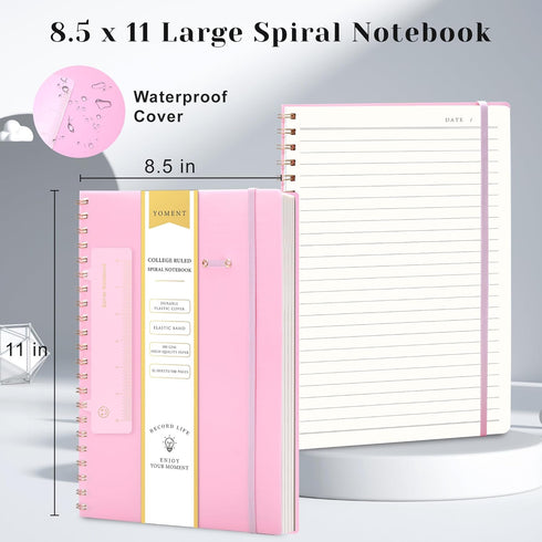 Yoment Spiral Notebook 8.5 x 11 A4 Large Notebooks for Work College Ruled Journaling Notebooks, 100 GSM Paper, Spiral Bound Journal for School Not...