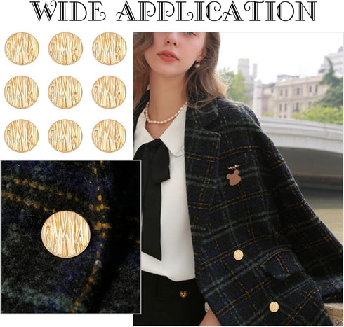 AHANDMAKER 32 Pcs Alloy Shank Button, Metal Flat Button, Gold Blazer Buttons, Sewing Button for Jacket Suit Woolen Coat Shirt Trousers Sewing DIY ...