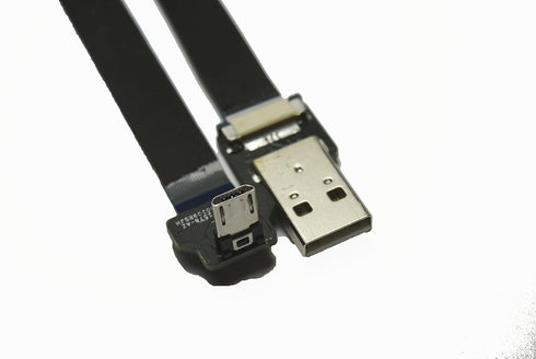 Long Flat Slim Ribbon Micro USB Cable Soft Micro USB 90 Degree Angled Male to Standard USB A Male Straight for sync and Charging Gimbal rig Black ...