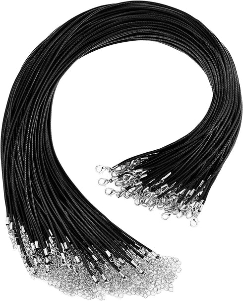 30Pcs 19" Black Necklace Rope 1.5mm Waxed Necklace Cord String for DIY Pendants Bracelet Necklace and Jewelry DIY Making with Lobster Claw Clasp...