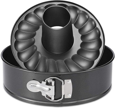 7 Inch Springform and Bundt Pans, Non-stick Cheesecake and Ice-Cream Cake Bakeware,Carbon Steel Tube Pan 2 in 1 with Removable Bottom and Quick-Re...