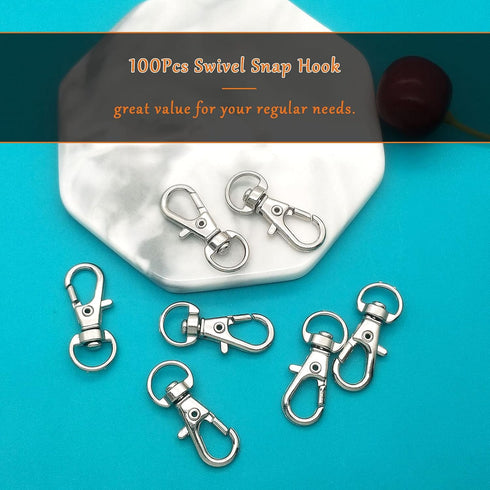 100Pcs Swivel Snap Hook,Stainless Steel Key Chain Clip Hooks Swivel Lanyard Snap Hook Keychain Hooks for Keychain Lanyard,Jewelry,DIY Crafts Suppl...