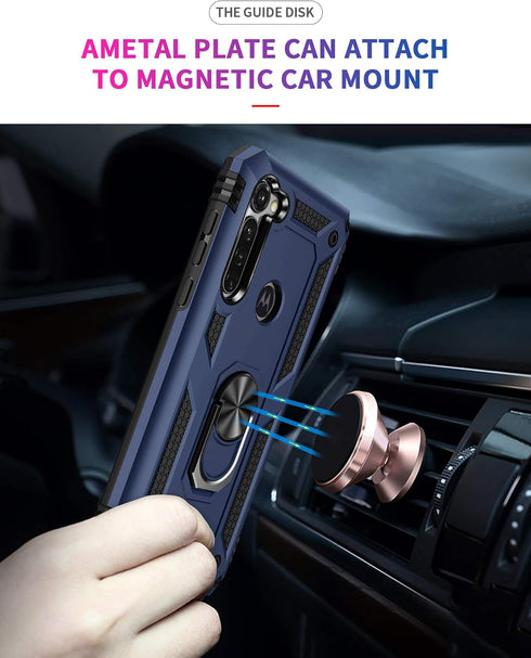 Moto G Stylus/Pro (2020) Case With Tempered Glass Screen Protectors, Androgate Ring Kickstand Car Mount Shockproof Cover for Motorola, Blue...