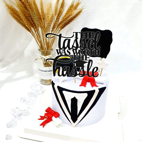 The Tassel was Worth The Hassle Cake Topper, Congrats Grad 2025 Graduation Party Decorations Supplies - High School/College/Master Graduate Photo ...