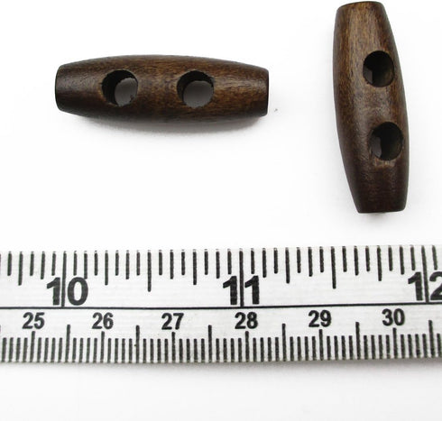 ALL in ONE 50pcs Brown 2 Hole Scrapbooking Sewing Wood Toggle Buttons Stained Chery Oval 30x10mm(1-1/8 X 3/8”)...