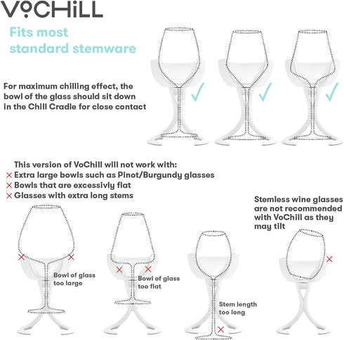 VoChill Stemmed Wine Glass Chiller | Made in USA | Radically cool wine tool – keeps wine perfectly chilled in your glass | Refreezable Chill Cradl...