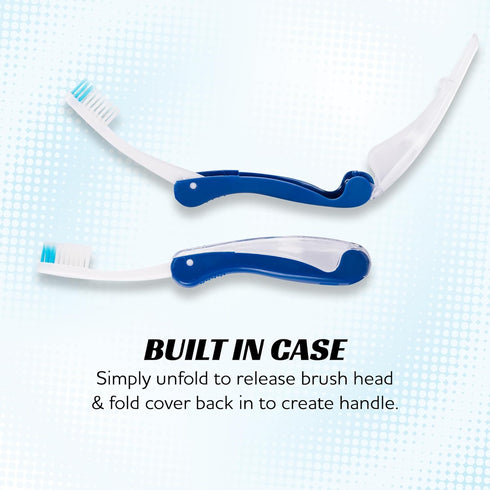 Lingito Travel Toothbrushes Medium, Mini Toothbrush with Toothbrush Cover, Camping Toothbrush, Interlock Folding Travel Size Toothbrush, Adults Tr...