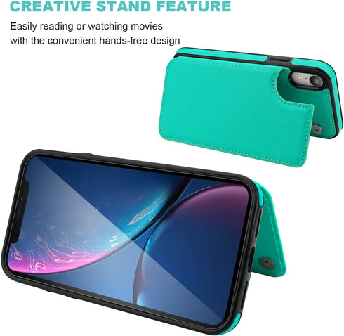 iPhone XR Wallet Case with Card Holder,OT ONETOP Premium PU Leather Kickstand Card Slots Case,Double Magnetic Clasp and Durable Shockproof Cover f...