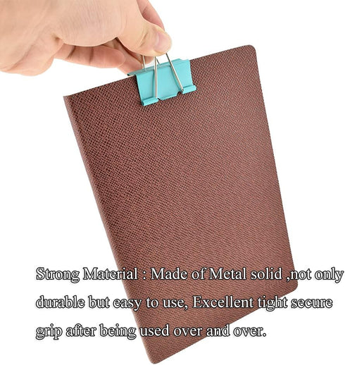 HAHIYO Binder Clips Paper Clamps Spring Steel Sturdy Large 1.57 inches Width 0.51 Inch Capacity No Sharp Edges Heavy Duty Tight Grip Reusable Colo...