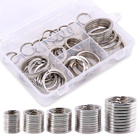 Swpeet 60 Pcs Assorted Multi-Purpose Metal Keychain Rings Split Keyrings Flat O Ring for Home Car Keys Attachments Keys Pendants - 20mm, 25mm, 30m...