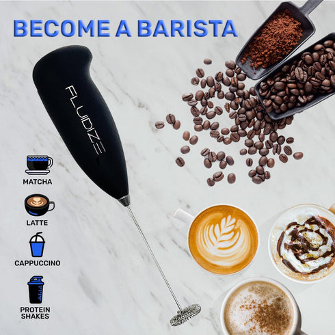 FLUIDIZE Handheld Milk Frother - Elevate Your Coffee Game! Perfect Froth for Lattes, Cappuccinos, and More - Cordless and Stylish Design - Dishwas...