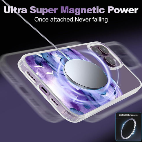 Compatible with MagSafe Designed for iPhone 13 with Purple Owl Pattern,Magnetic Wireless Charging Clear Transparent TPU Phone Case Cover for iPhon...