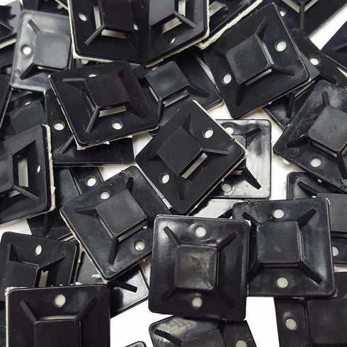Cable Tie Mounts Self Adhesive Clips Wire Tie Base (25mm x 25mm) - Premium Grade Strength Screw-Hole Anchor Point Provides Optimal Strength (100 B...