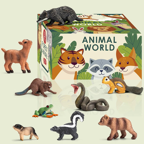 20Pcs Forest Animal Figurines, Miniature Plastic Woodland Animal Figure Toy Set for Kids Toddler Boy Girl Age 3-5 3 4 5 Party Supplies Cake Topper...