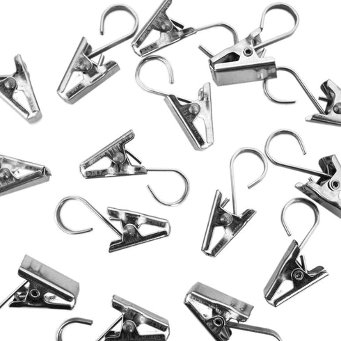 Super Z Outlet Heavy Duty Satin Nickel Curtain Clips w/Hook for Photos, Showers, Bedroom, Living Room, Home Decoration, Arts & Crafts, 1.5" x 0.5"...