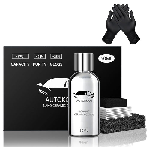10H Nano Ceramic Coating for Cars, 50ML High Gloss Anti-Scratch SiO2 Ceramic Car Coating Kit, Plastic, Glass, Wheel Polishing, Hydrophobic, Long L...