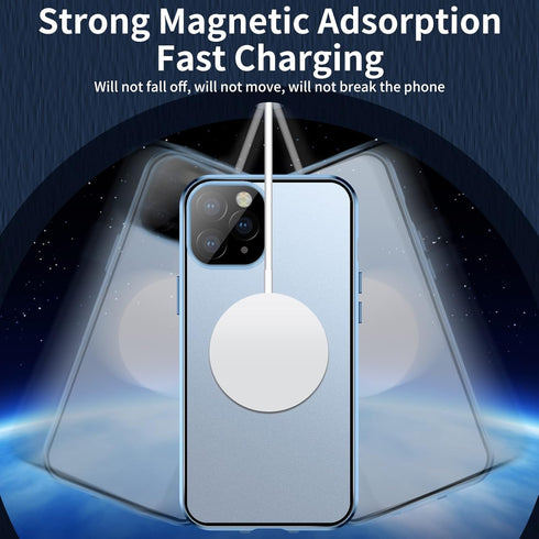 Jonwelsy Case for iPhone 13 Pro Max, Compatible with Magsafe 360 Degree Full Body Protection Case Magnetic Attraction Metal Bumper+Front Glass+PC ...