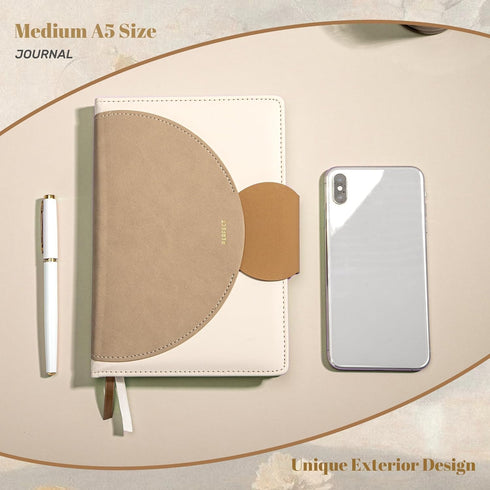 CAGIE Lined Journals for Writing Leather Journal for Women with Buckle Closure 192 Pages 100 GSM, 5.9"x8.5", Brown...