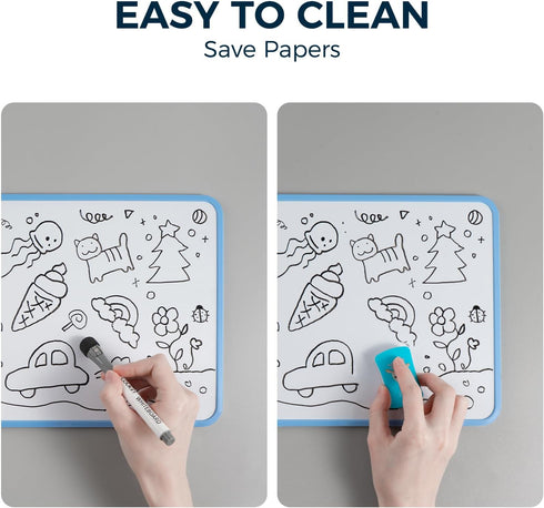 LOUKIN Small Dry Erase Lapboard, 9 x 12 Inch Double Sided (Ruled/Plain), Seamless Frame Design, Mini Magnetic Whiteboard Set, Great for Kids, Clas...