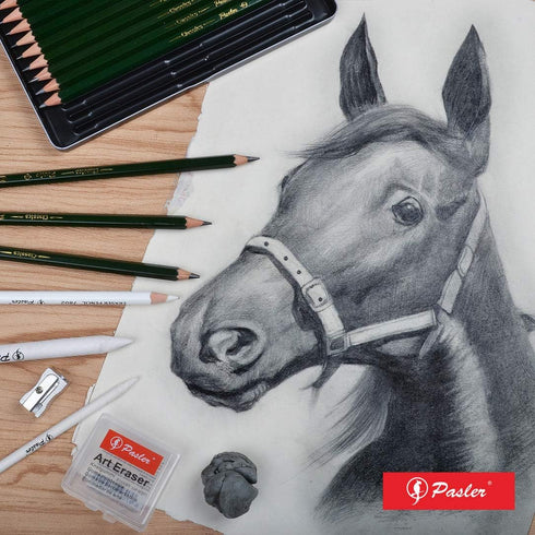 Pasler sketch graphite pencil set spanning 12 degrees (3H, 2H, H, HB, 2B, 3B, 4B, 5B, 6B, 7B, 8B, 9B) pre-sharpened pencils...