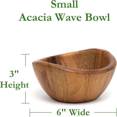 Lipper International Acacia Wave Serving Bowl for Fruits or Salads, Small, 6" Diameter x 3" Height, Single Bowl,20 fluif ounces...