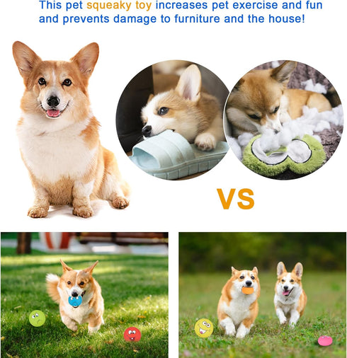 Dog Squeaky Toys Latex Squeaky Dog Balls for Small Puppy Chewing Rubber Soft Fun Emoji Dog Balls for Corgi Pet Dogs (6 PCS)…...