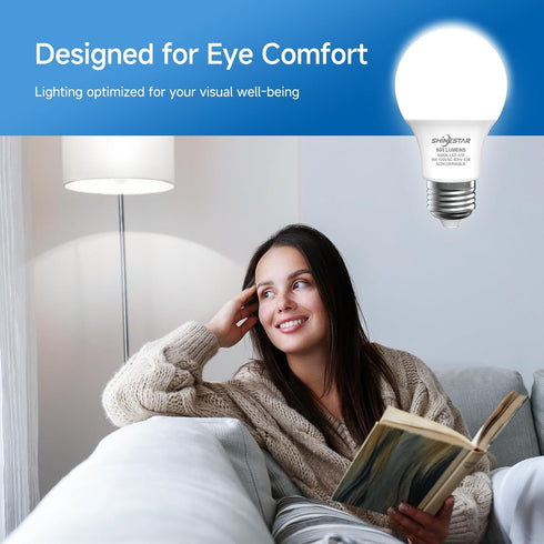 SHINESTAR A19 LED Light Bulb, 60W Equivalent Light Bulbs, E26 Base, 9W 5000K Daylight, 800 Lumens Non-Dimmable LED Bulb, 14000 Hour Lifetime, 6-Pa...