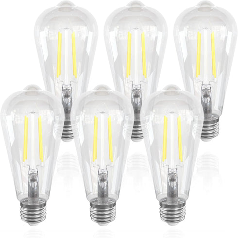 ORALUCE LED Edison Light Bulb 60 Watt Equivalent E26,Vintage Light Bulbs 6W 5000K Daylight White 700 Lumen, ST64 / ST21 Antique LED Filament for C...