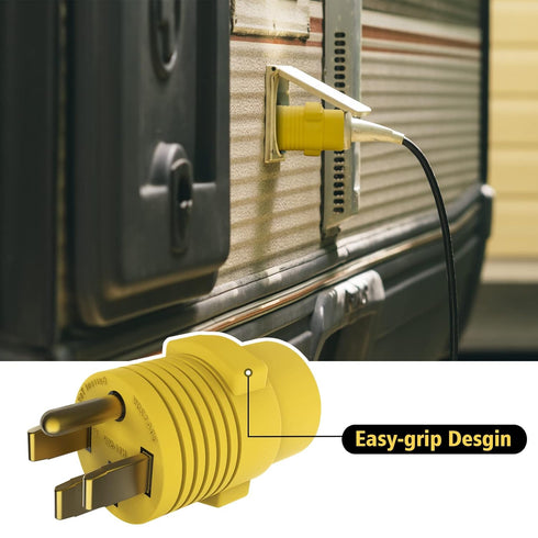 RV Plug Adapter PVC 50 Amp Male (14-50P) to 30 Amp Female (TT-30R) NEMA 14-50P to NEMA TT-30R...