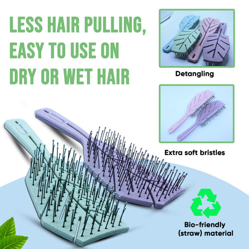 Eco-Friendly Hair Brush w/Extra Soft Bristles, Detangler Hairbrush, Vented, Wet and Dry Hair For Women, Kids, Curly, Straight, Fine Hair Brush (Sk...