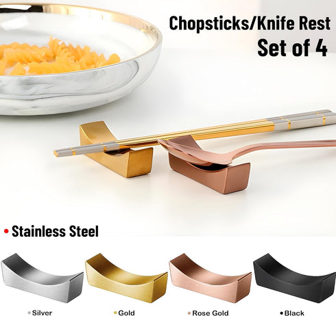 MyLifeUNIT Stainless Steel Chopsticks Rest, Knife Rest and Chopsticks Holder, Set of 4...