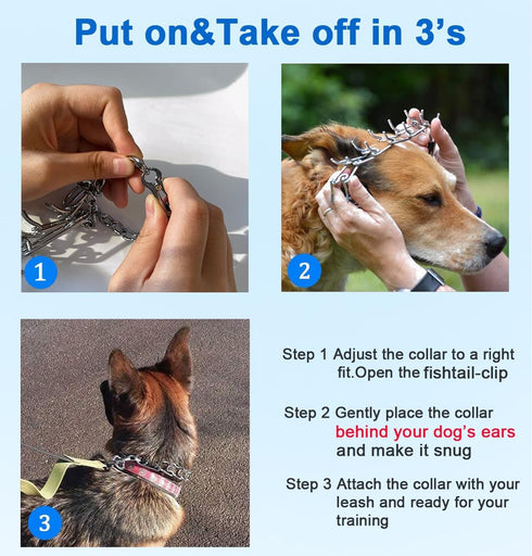 Prong Training Collar for Dogs, Adjustable Dog Pinch Collar with Quick Release Buckle, Dog Collar for Small Medium Large Dogs, Extra 2 Links and C...